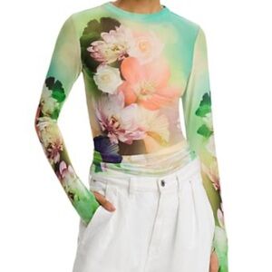 AFRM Kaylee Mesh Floral Long Sleeve Top - Multicolor